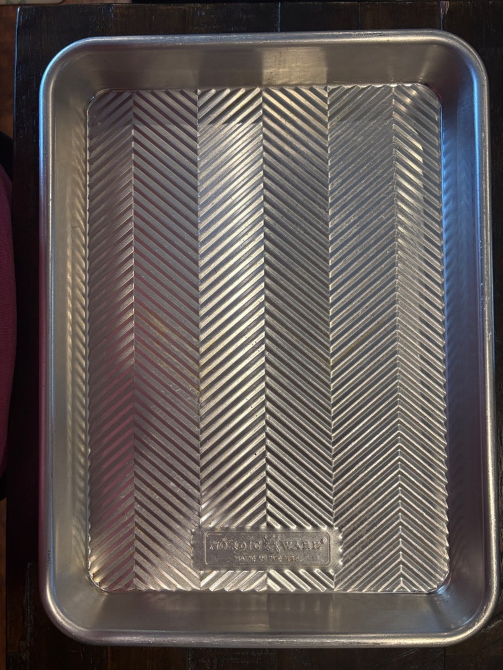 Nordic Ware Silver Herringbone Pattern Cookie Tray